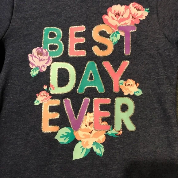 ❗️SOLD❗️Garanimals • Floral “Best Day Ever” Navy Blue Sweater - Picture 4 of 8